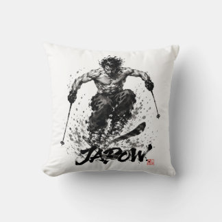Coussin Snowboard Brush Art - Skier Samurai Musashi Ski