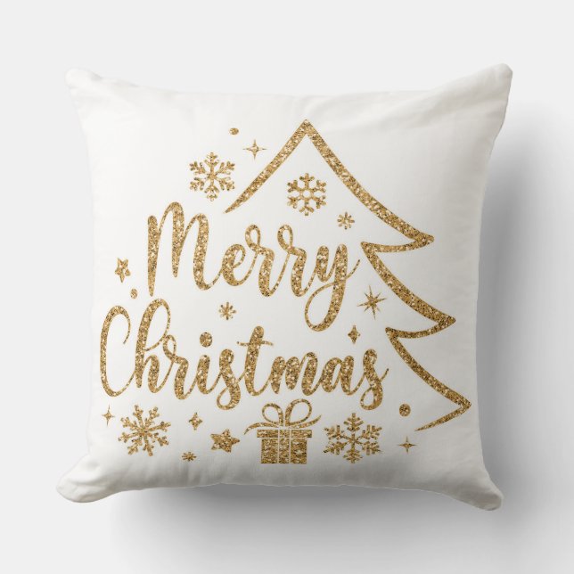 Coussin Snowflake Merry Christmas Throw Pillow (Recto)