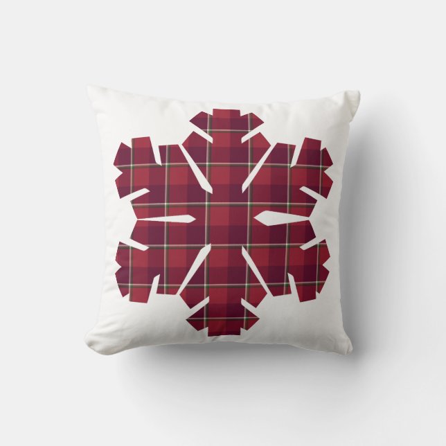 Coussin Snowflake Shaped Plaid Red Burgundy (Recto)
