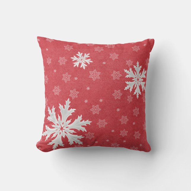 Coussin Snowflakes à la carte postale de Noël Eve (Recto)