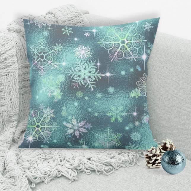 Coussin Snowflakes le plus beau Motif ID Turquoise846 (Créateur téléchargé)
