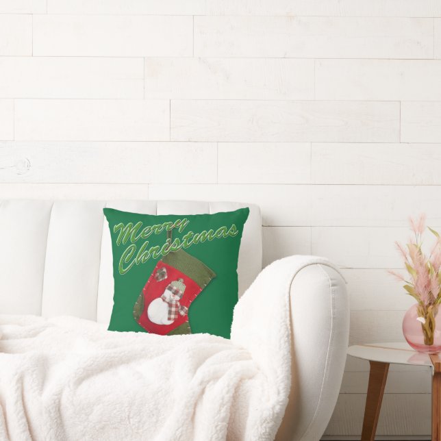 Coussin Snowman à Noël Se Stocker sur le vert (Canapé)