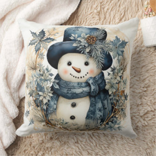 Coussin Snowman en bleu