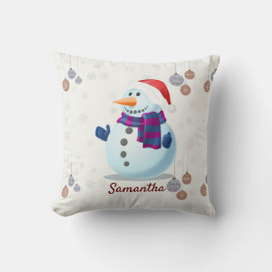 Coussin Snowman famille xmas personnalisés