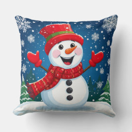 Coussin Snowman gai en rouge et Casquette