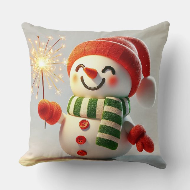 Coussin Snowman joyeux (Recto)
