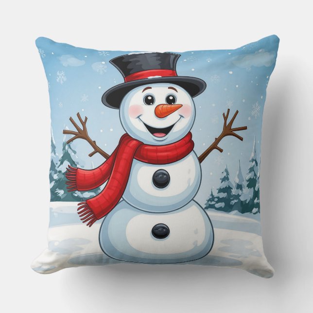 Coussin Snowman joyeux (Recto)