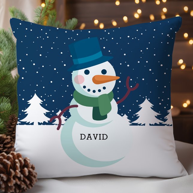 Coussin Snowman Papa Nom personnalisé Noël Fête (Créateur téléchargé)