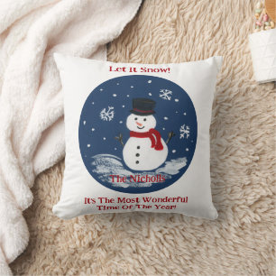 Coussin Snowman peint à la main message PERSONNALISER
