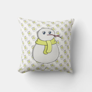 Coussin Snowman portant une écharpe jaune
