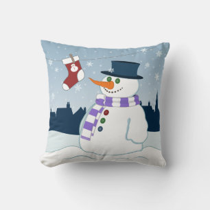 Coussin Snowman & Stocker Scène de Noël