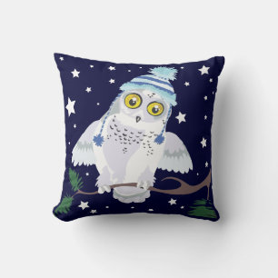 Coussin Snowy Owl avec Casquette~ lancer l'oreiller