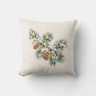 Coussin Snowy Pine Branch