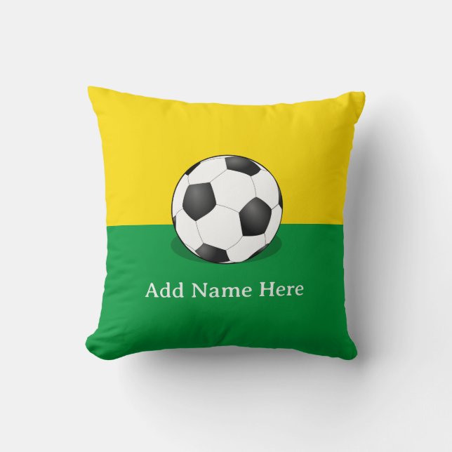 Coussin Soccer Ball on Yellow and Green Background (Recto)