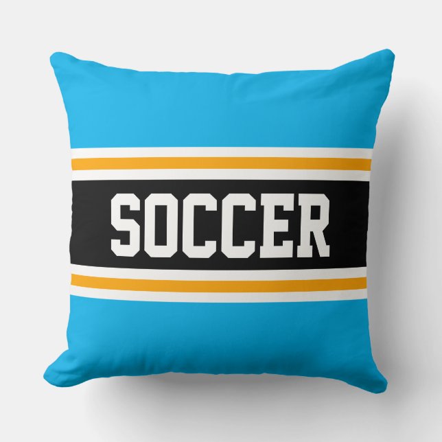 Coussin SOCCER Fun ciel lumineux bleu noir rayures athléti (Recto)