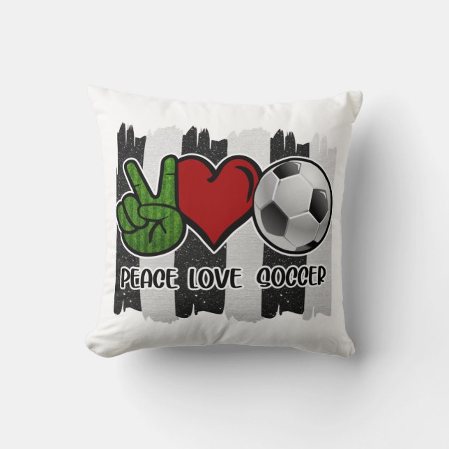 Coussin Soccer paix et amour (Recto)