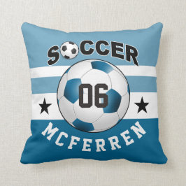 Coussin Soccer Sports Jersey Nom personnalisé Numéro| bleu