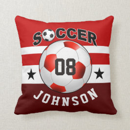Coussin Soccer Sports Jersey Nom personnalisé Numéro| roug