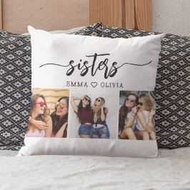 Coussin Soeurs 3 Photo Collage Keepsaké Cadeau