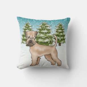 Coussin Soft-Coated Wheaten Terrier Forêt enneigée d'hiver