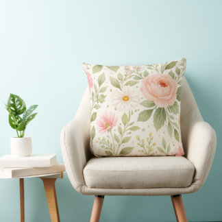 Coussin Soft Floral Watercolor Pattern  