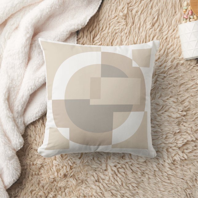Coussin Soft Geometric Blocks – Overlapping Neutral Shapes (Couverture)