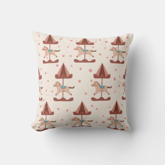 Coussin Soft Pastel Carousel For Baby Girls Throw Pillow