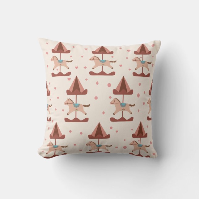 Coussin Soft Pastel Carousel For Baby Girls Throw Pillow (Recto)