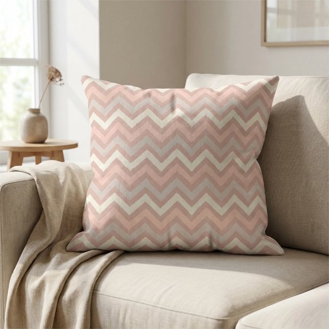 Coussin Soft Pastel Chevron Zigzag Pattern (Soft Pastel Chevron Zigzag Pattern Throw Pillow 16"x16")