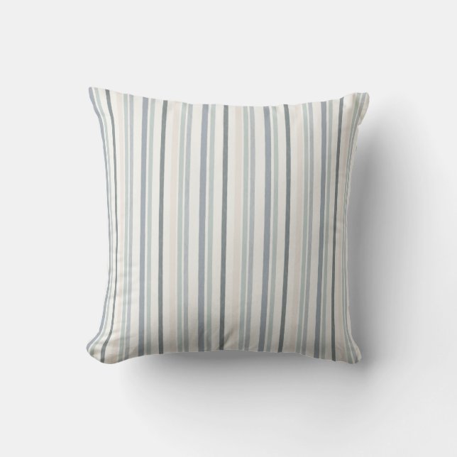 Coussin Soft Watercolour Vertical Stripe Pattern in Blue  (Recto)