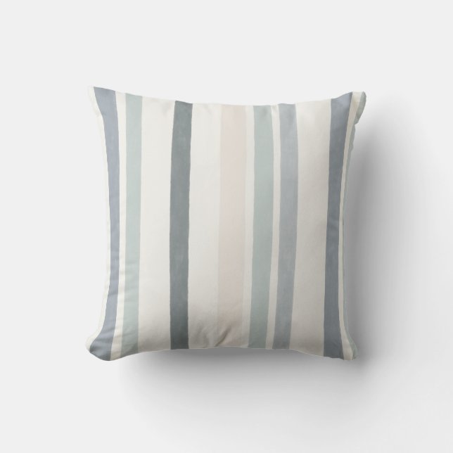 Coussin Soft Watercolour Vertical Stripe Pattern in Blue  (Recto)