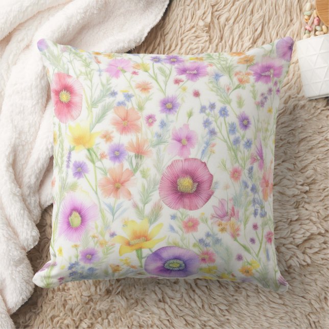 Coussin soft wildflower pastel pattern (Couverture)