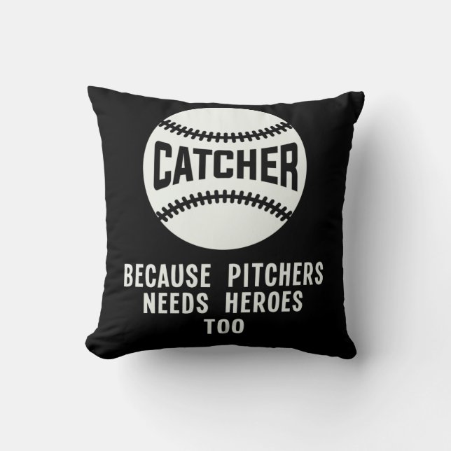 Coussin Softball Catcher Kids Funny Baseball Player Plaisa (Recto)