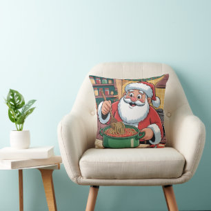Coussin Soirée de pâtes au chef Père Noël personnalisé