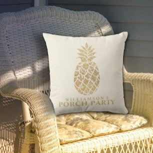 Coussin Soirée Porch Pineapples Or Personnalisée