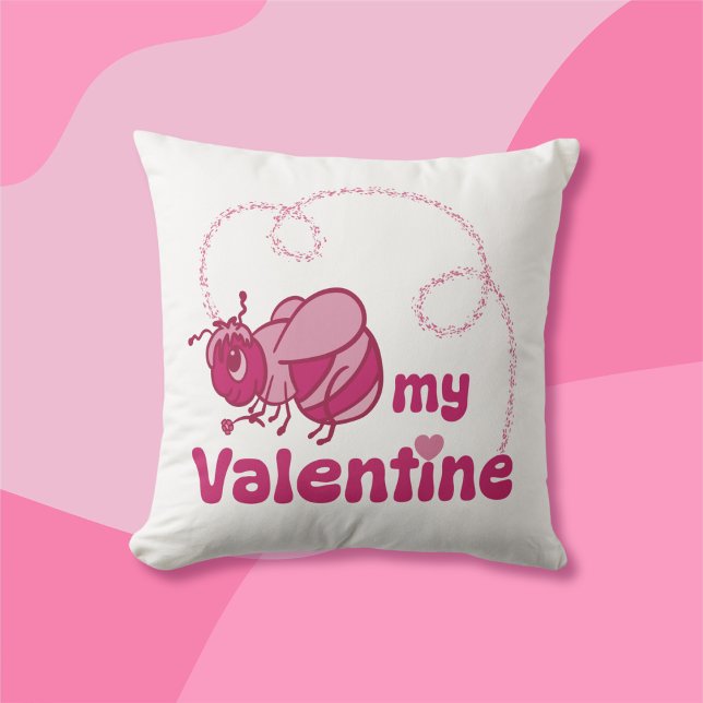 Coussin Sois mon joli dessin Valentine Bumble Bee (Créateur téléchargé)
