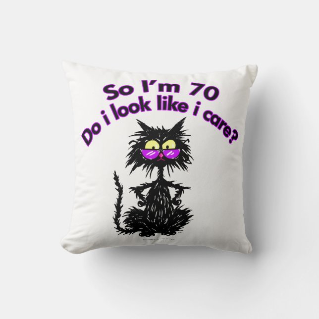 Coussin soixante-dixième Cadeaux de chat d'anniversaire (Recto)