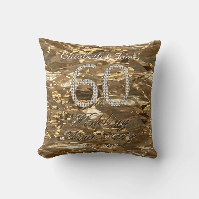 Coussin soixantième Or de noces de diamant d'anniversaire (Recto)
