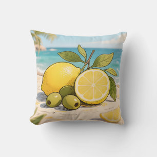 Coussin Soleil Citron Olive Fraîcheur Côtière