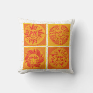 Coussin Soleil Du Milieu Du Siècle Face À L'Oreiller Orang