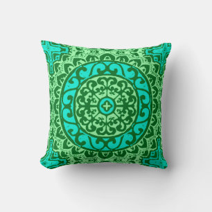 Coussin Soleil du sud-ouest Mandala, Vert citron