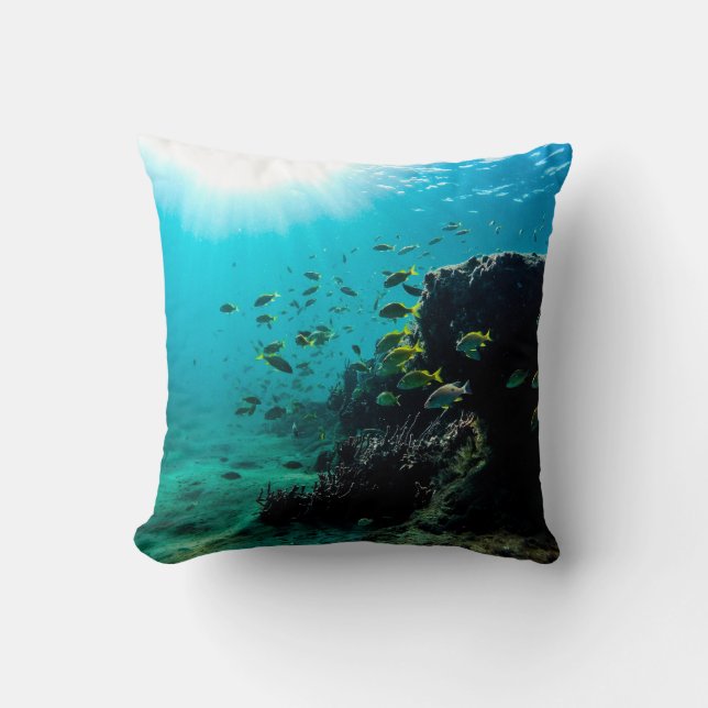 Coussin Soleil et poissons tropicaux (Recto)