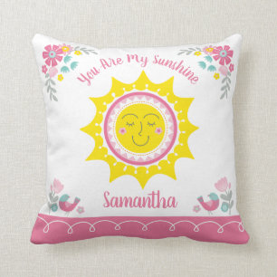 Coussin Soleil Mignon Jaune Rose Nurserie Bébé Personnalis