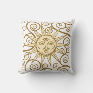 Coussin Soleil Mystique vintage avec le troisième oeil