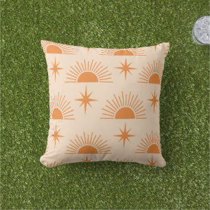 Coussin Soleil Orange avec Éclats de Starbursts de Style M