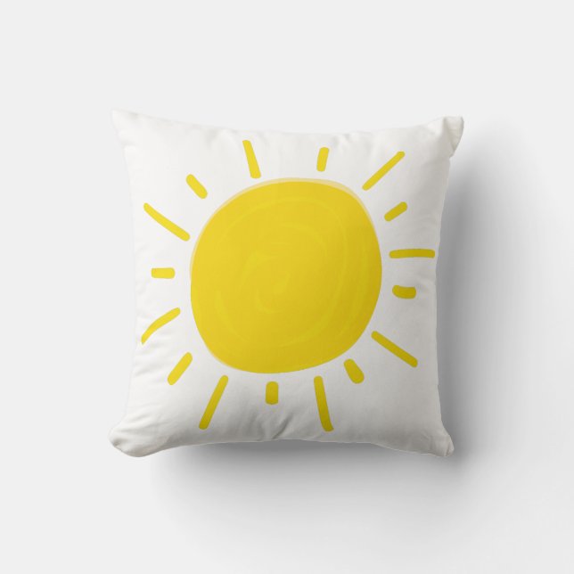 Coussin Soleil Peint Jaune Fantaisiste Ensoleillé (Recto)
