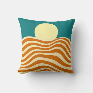 Coussin Soleil psychédélique et vagues ondoyantes2