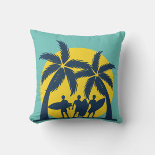 Coussin Soleil surf et palmiers surf cool