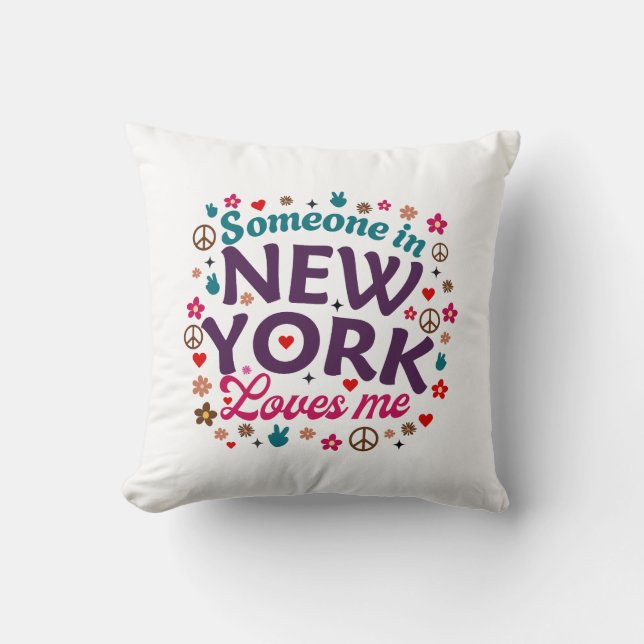 Coussin Someone in New York Loves Me Retro Funny Design (Recto)