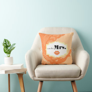 Coussin Son 2e anniversaire de Mariage Peach Peacock